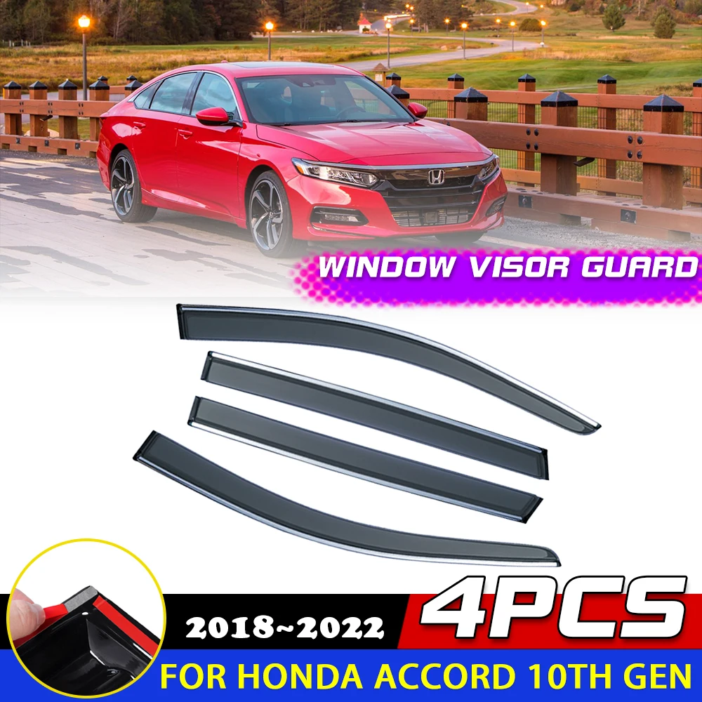 Windows Visor for Honda Accord 10th Gen LX Sport CV Hybrid 2018~2022 Awnings Sun Rain Eyebrow Smoke Deflector Sticker Accessorie