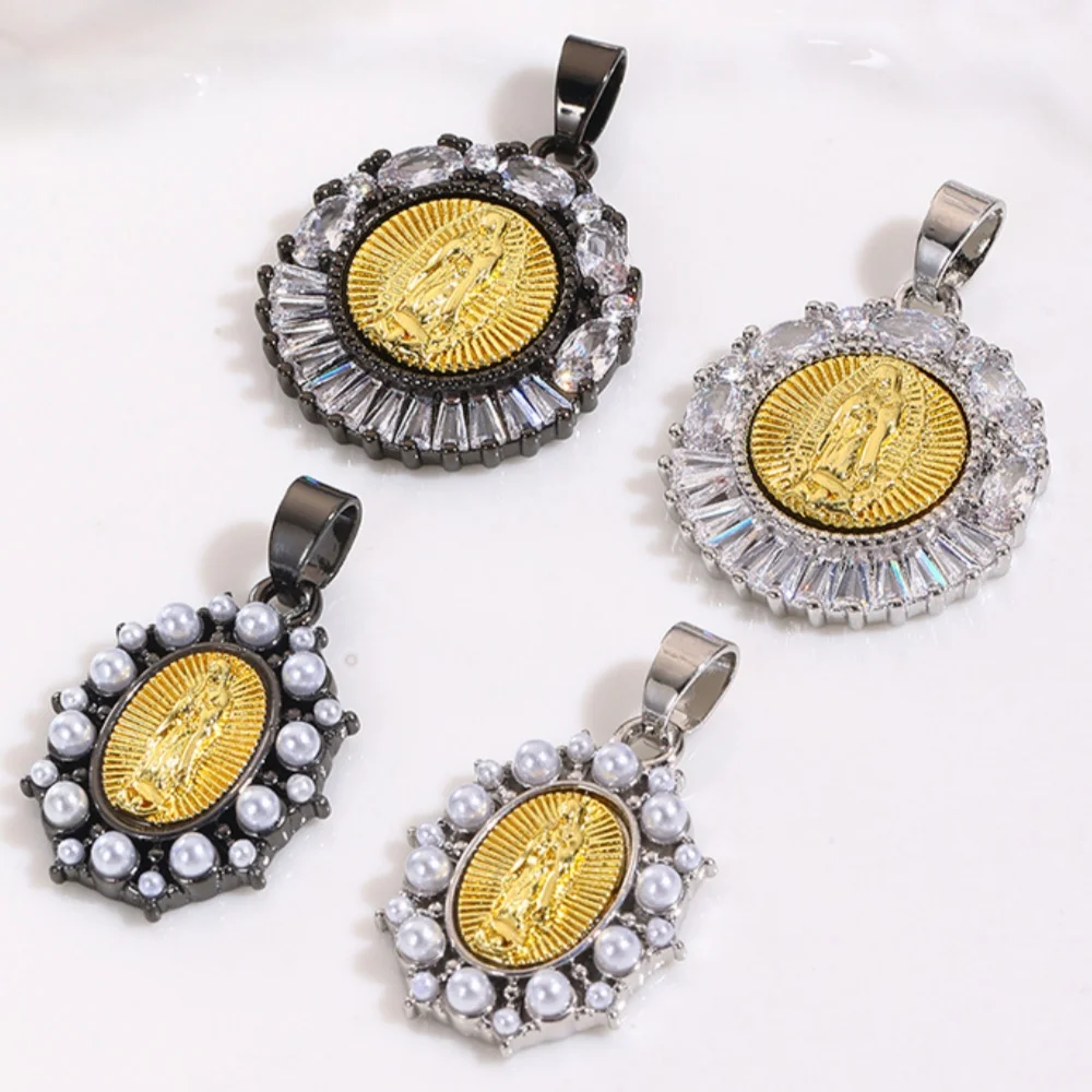 

1pcs European and American Geometric Round Religious Pendant DIY Pearl Necklace Bracelet Jewelry Accessories Material Wholesale