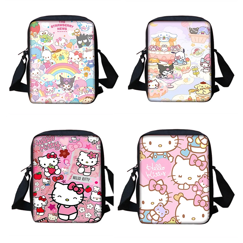 

Boy Girls Printed Cute Sanrios Hello Kitty Kuromi Shoulder Messenger Bag Child Casual Handbag Men Women Phone Bag Shopping Bag