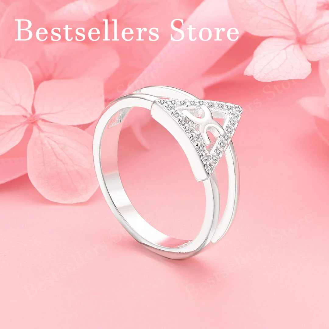1 piece of 925 sterling silver 7-10 exquisite triangular zirconia ring, fashionable women's gift jewelry accessories