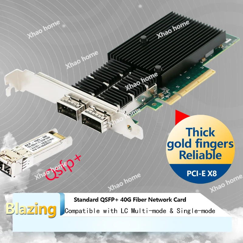 

40G QSFP+ PCI-E Fiber Network Card Server/Workstation/PC Industrial Grade, Compatible with Synology & Soft Routers