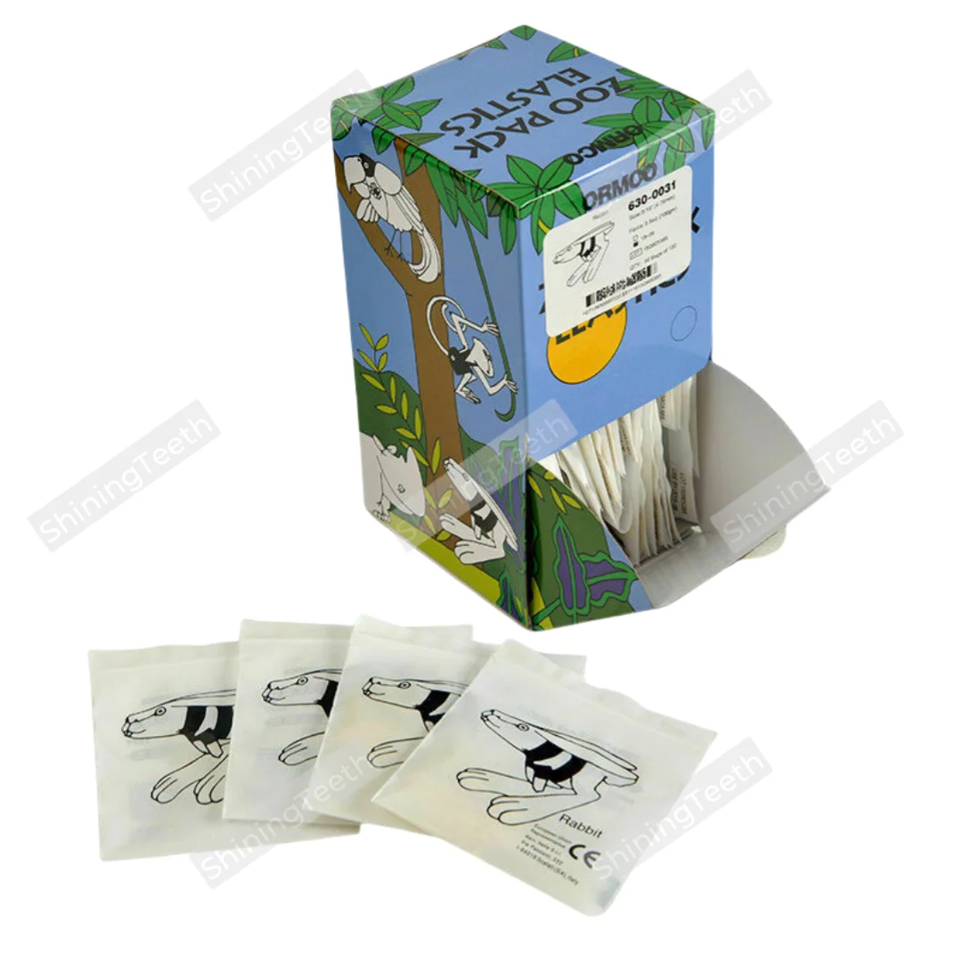 Obrázek 7: 1box ORMCO zoologická zahrada obora zubní vysoký pružnost ortodontické elastická řetězy kravaty zubní elasťáky guma kapel 3.5oz