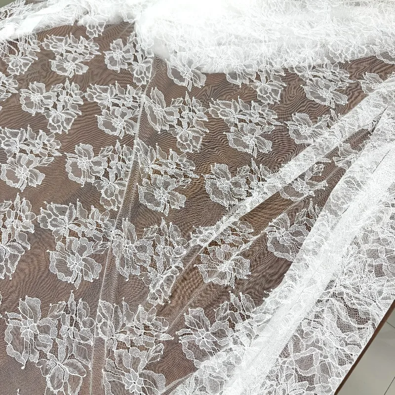 3m Luxury Elegant Cut Thread Eyelash Lace Fabric 1.5m Wide Soft Delicate Lace Material For Clothing Accessories Sewing Projects