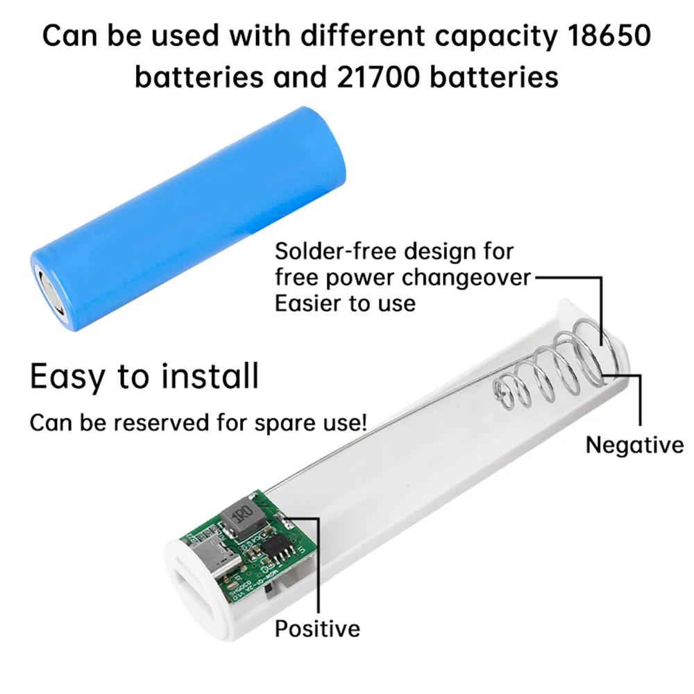 Typ C DIY Aluminium 1X 18650/21700 Batterie Powerbank-Kit Aufbewahrungsbox Schweißfreies Set 5V 2A Schnellladung für Smartphone – Detail 8