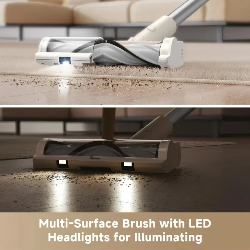 Cordless Vacuum Cleaner R10 Pure, 120AW Powerful Suction, Stick Vacuum Cleaner for Home, Anti-Tangle, LED Headlights, Up to 60