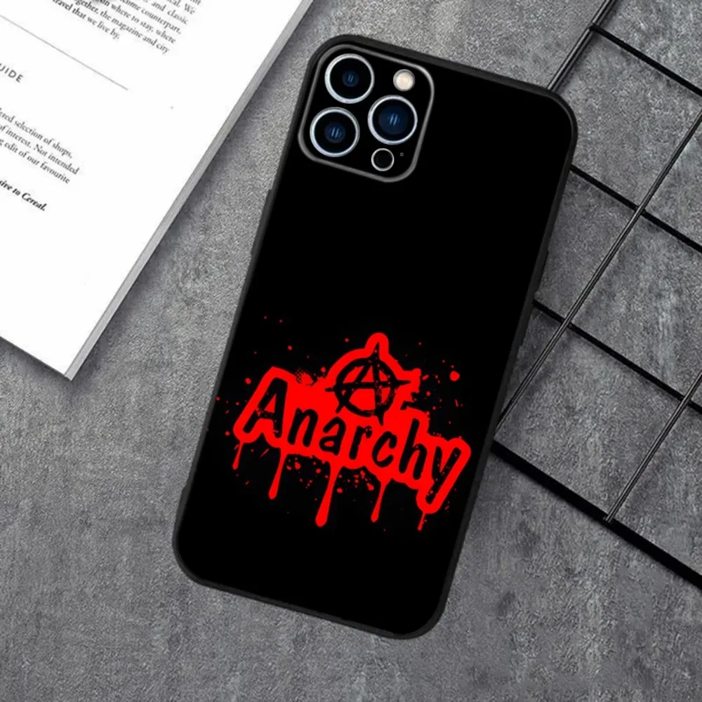 Anarchy Symbol Phone Case For iPhone 16,15,14,13,12,11,XS,XR,X,8,7,Pro,Max,Plus,mini Silicone Black Cover