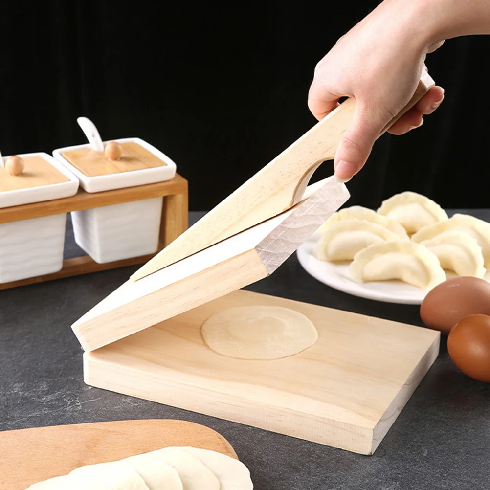 

1Pcs Wood Dough Presser Dumpling Making Tool Beige Smooth Surface Labor Saving Wooden Dough Presser Dumpling Making Tool