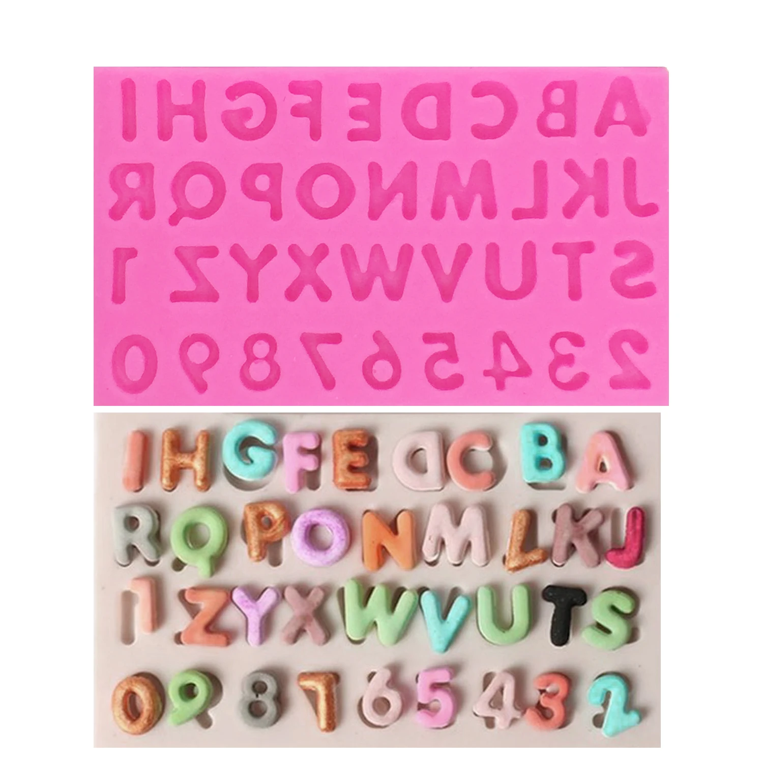 Russian Alphabet Letters Numbers Chocolate Gummy Silicone Mold for Polymer Clay Cake Decorating Baking Supplies