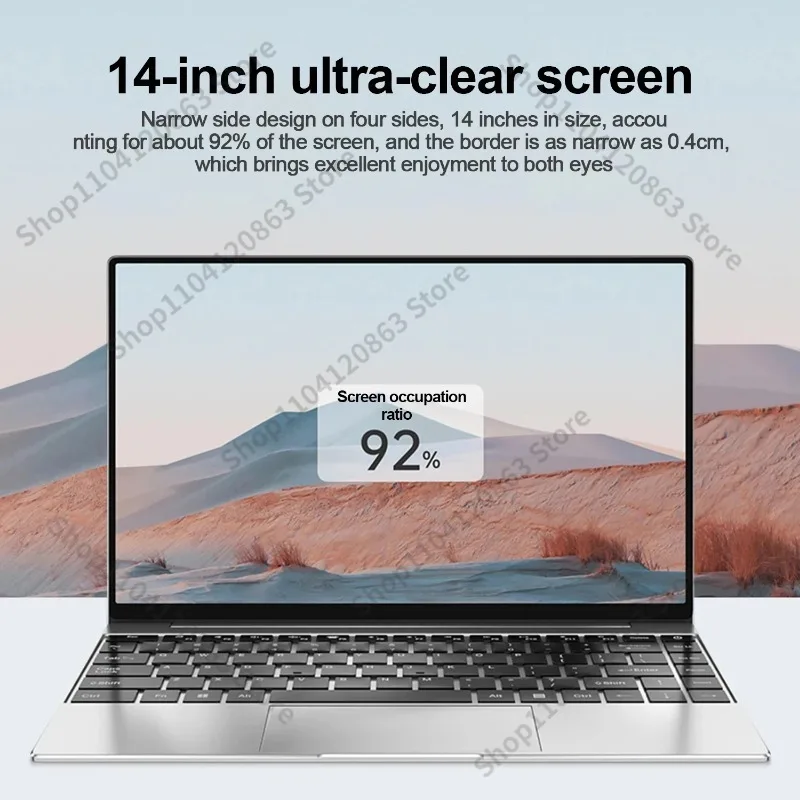 New 2024 Laptop Computer Windows 11 Pro Ultra Slim Notebook 14.1 Inch Intel Pentium N3700 16GB 1024GB Office Study PC Computer