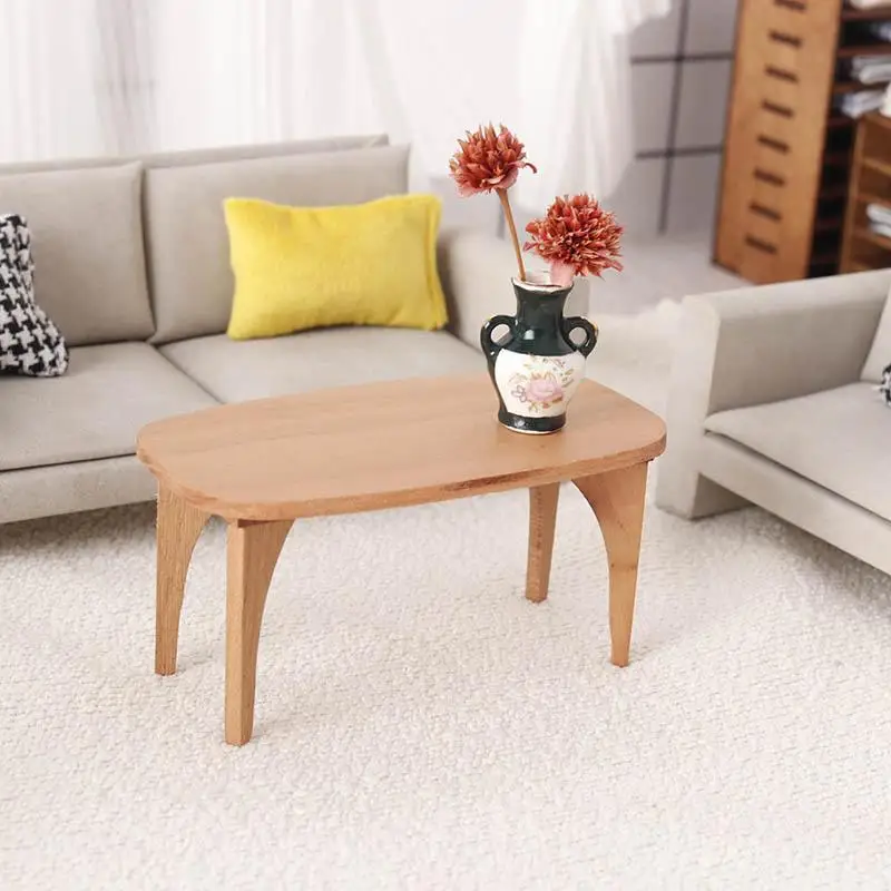 Schattige poppenhuisminiaturen Kersenhout Salontafel Bureau Model Mini Meubelornamenten Kinderen Fantasiespel Speelgoed DIY Accessoire Geschenken