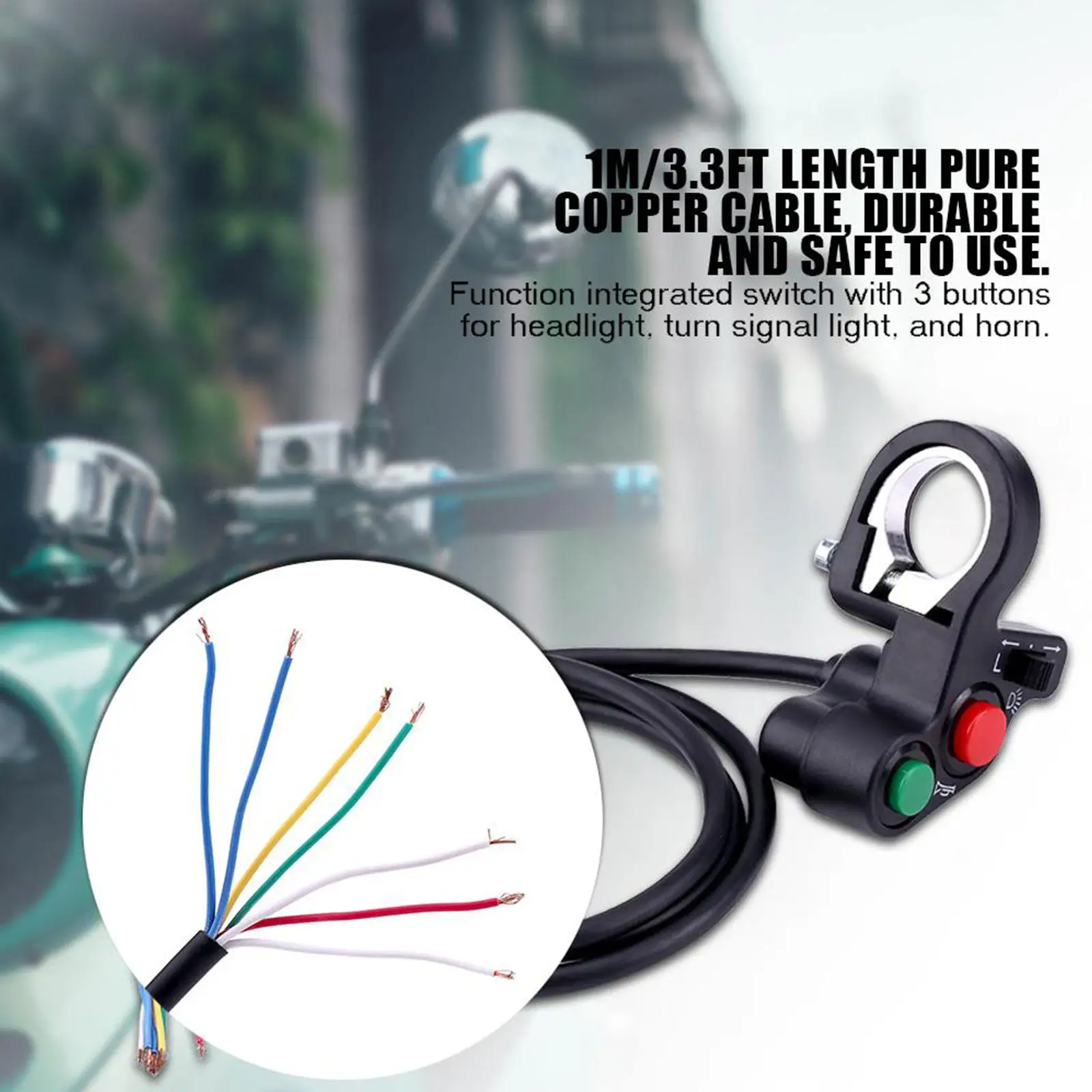 Motorcycle Horn Indicator Handlebar on Off Control Switch Turn Signal Light For 7/8\