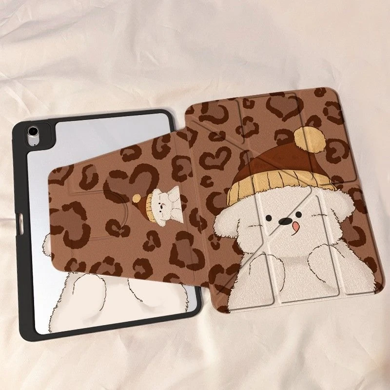 

Cute Bear Tablet Case for IPad 2025 Air7 11in 11th A16 Air6 Air4 5 10.9in Tri-fold Case 10th 9th Gen 10.2 Mini4/5/6 8.3in Cover