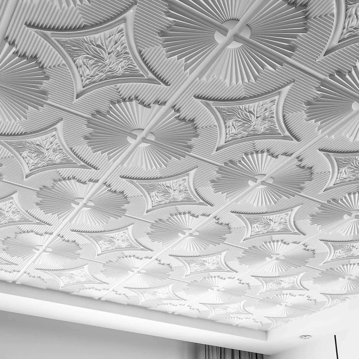

Drop Ceiling Tiles 24x24 in White 12-Pack 48 Sq.ft, 3D Wainscoting Panels Glue Up 2x2, Lightweight PVC, Easy Install