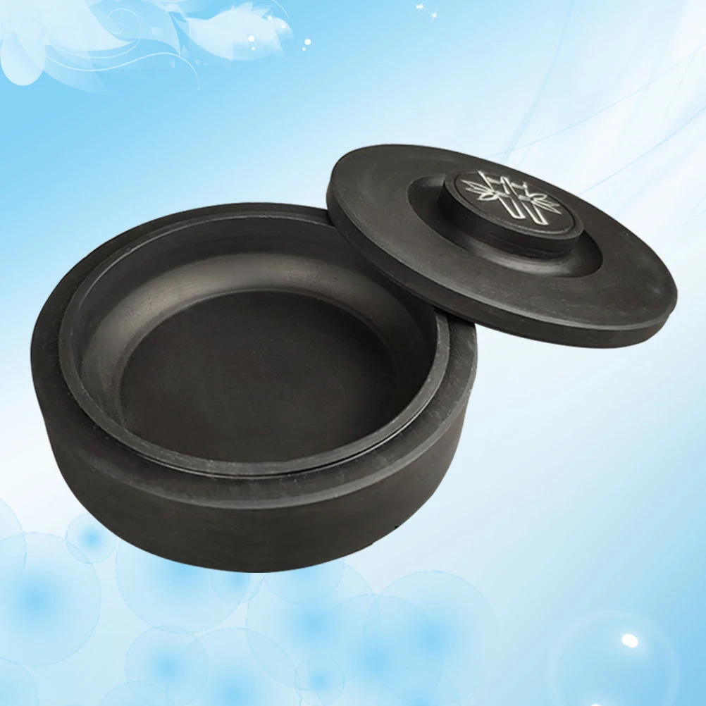 

Round Inkstone Traditional Calligraphy Accessory Decorations Chinese Black with Cover
