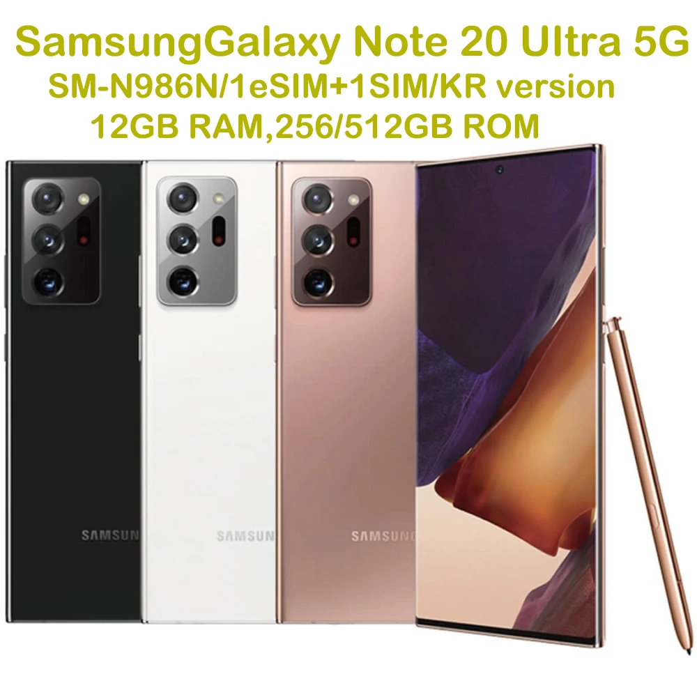 Refurbished Samsung Galaxy Note 20Ultra 5G Smart Android Phone 6.9-inch Korean Version 4500mAh Samsung Phone NFC 108MP Unlock