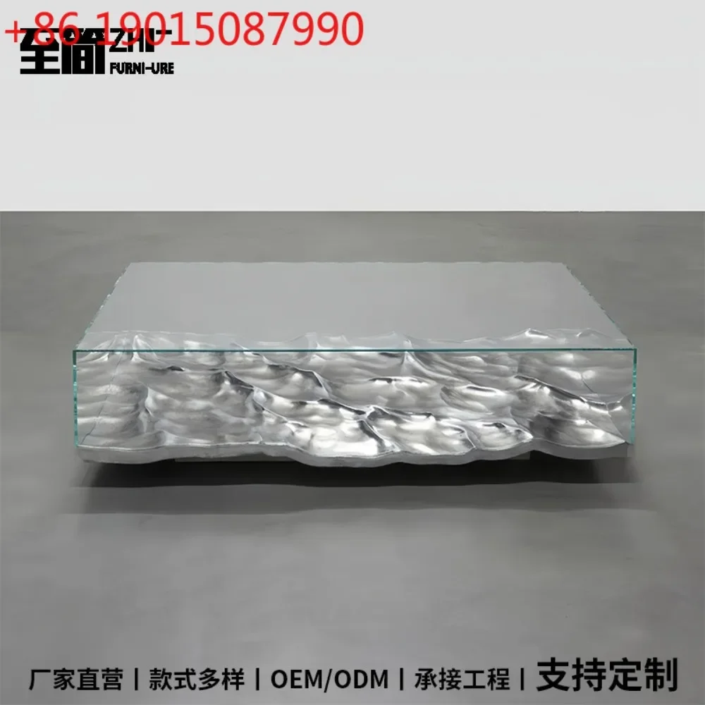 

Italian light luxury transparent glass coffee table art designer