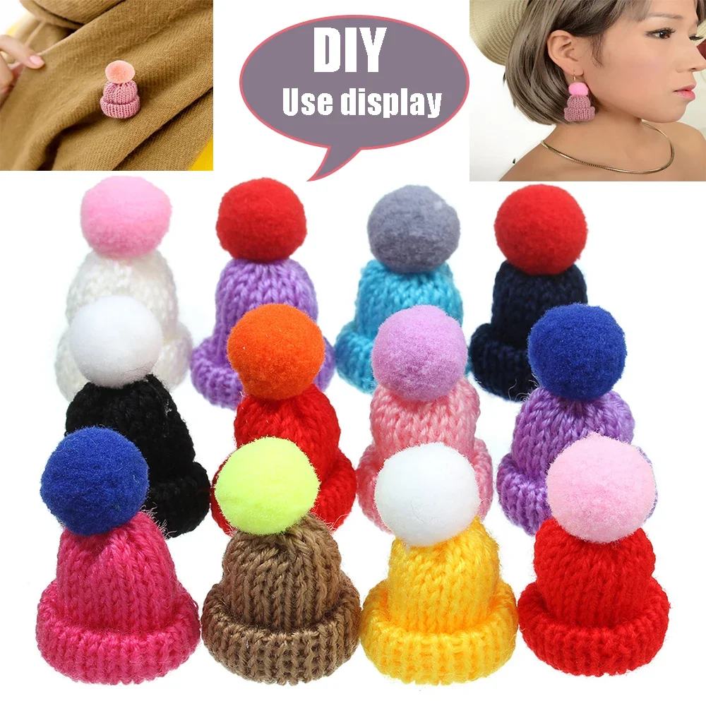 10-50Pcs Mini Pompon Hats Handmade Small DIY Craft Supplie Headwear Brooch Crochet Toys Decor Jewelry Accessory Small Caps