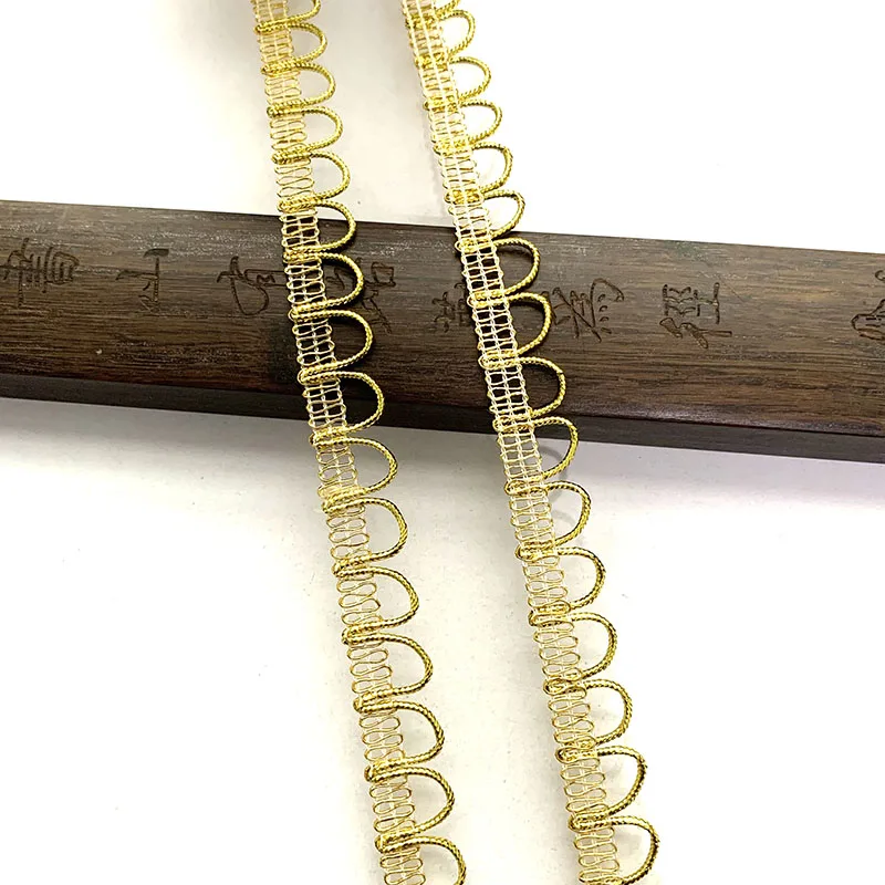 5 m/16,4 piedi ciascuno Confezione 1,5 cm di larghezza argento oro rifiniture tessuto cucito tenda curva accessorio fatto a mano nastri artigianali