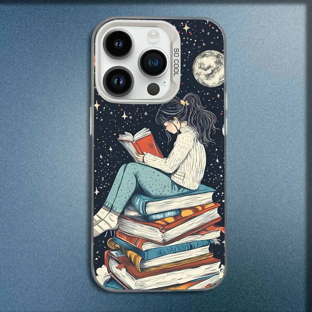 Girl Book Landscape Phone Case For iPhone 17,16,15,14,13,12,11,Pro,Max,Plus,E,SE4,Air,Mini White IMD Box