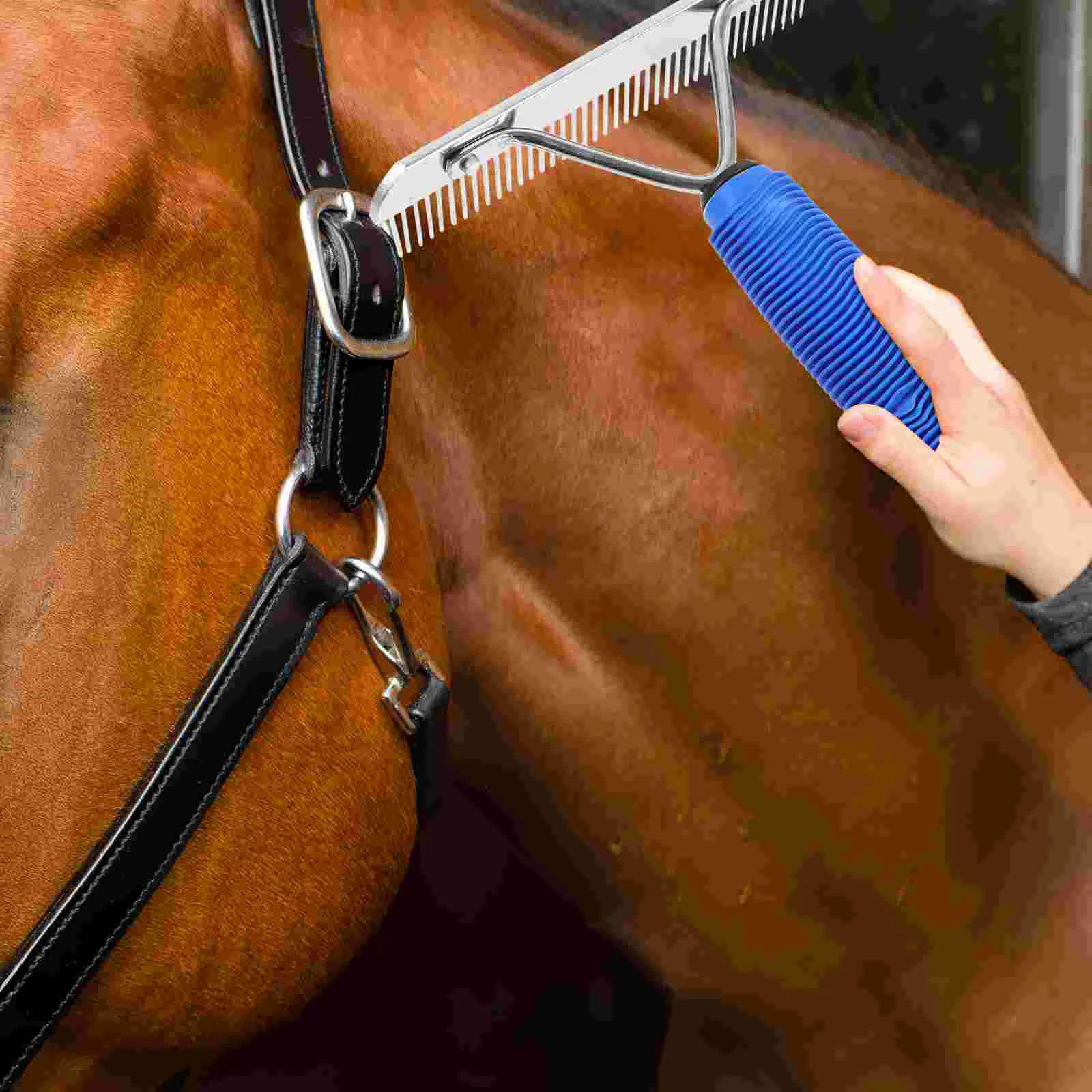 Cepillo de rastrillo para perros y caballos, peine de limpieza para mascotas, peines de pelo de cola, autolimpieza