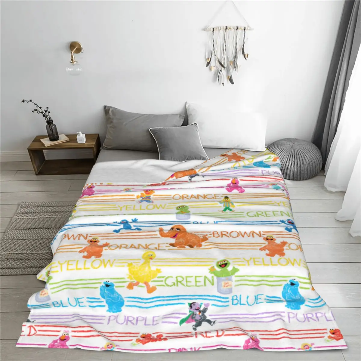 Sesames-Manta de felpa de Color arcoíris para la oficina, ropa de cama multifunción, supersuave, para sofá, galletas y monstruos
