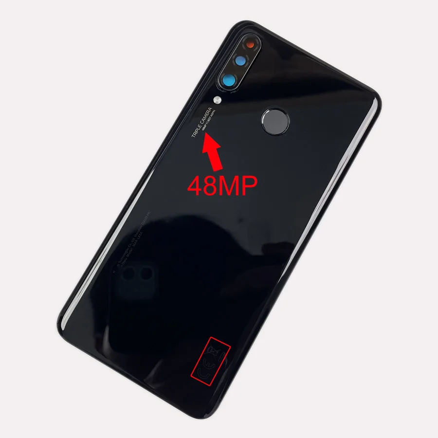 Задняя крышка батарейного отсека для Huawei P30 lite 48MP / New Edition 2020, Задняя стеклянная крышка корпуса Nova 4E с объективом камеры и CE