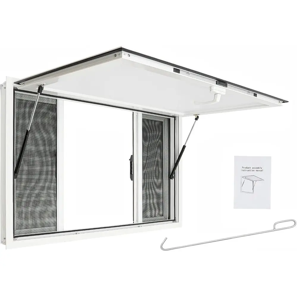 

Concion Window or ood Truck 48" W x 30" H Alloy ood Truck Service Window Concion Serving Window with 4 Sn Windows & Awning Door