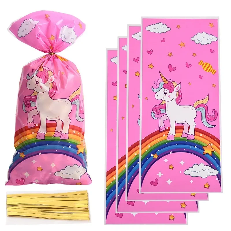 10PCS Unicorn Candy Bag Cookie Bag Popcorn Bag Girls Unicorn 123st Birthday Party Supplies Unicornon Theme Parti Candy Packet