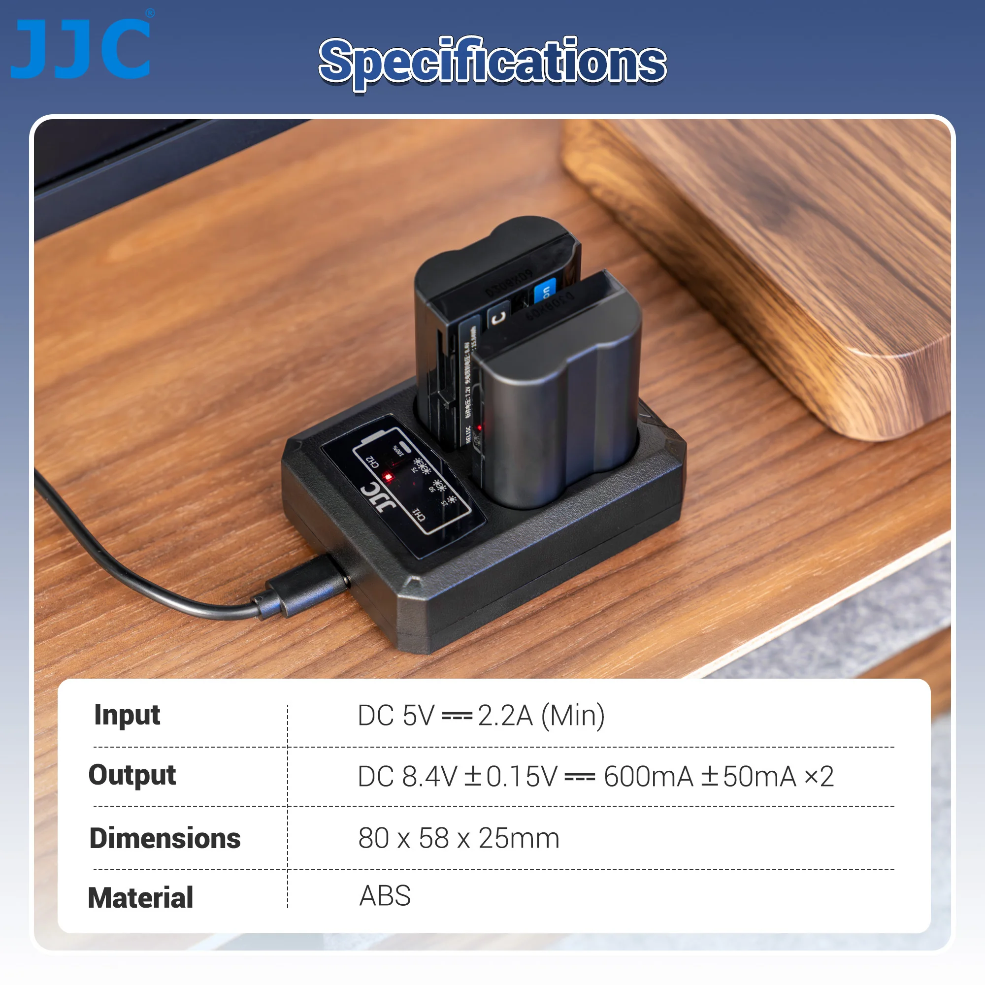 JJC Camera Battery Charger for Sony NP-FW50 Battery for Sony ZVE10 A6100 A6400 A7 II A7S II A7R2 Dual Battery Charger