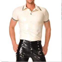 Latex Rubber Shirt Fashion Sexy White Short Slevees Size