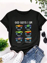 God Says I Am Womens Tops Summer Graphic Tees T Shirts Round neck printing  graphic tees for women t shirts