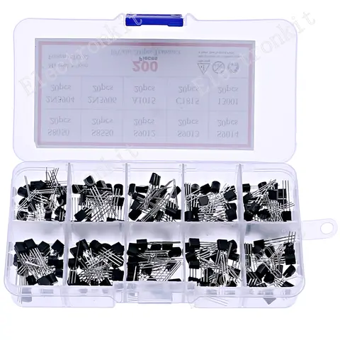 200pcs 10 Values Transistor Assortment Kit With Storage Box S8050 S8550 S9012 S9013 S9014 2N3904 2N3906 A1015 C1815 13001