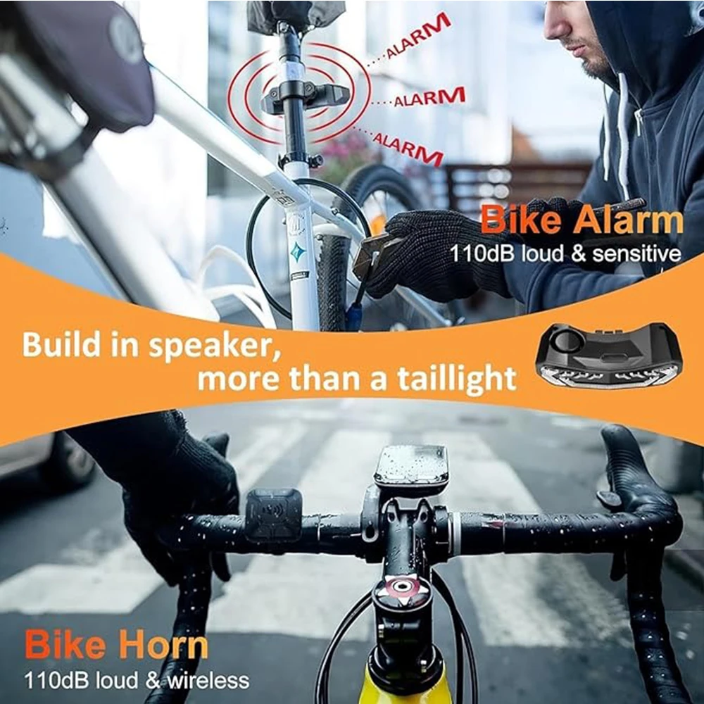 Wsdcam Bike Light Set Remote Control Bike Tail Light with Turn Signals Bike Brake Alarm Bike Headlight Rear and Front Lamp