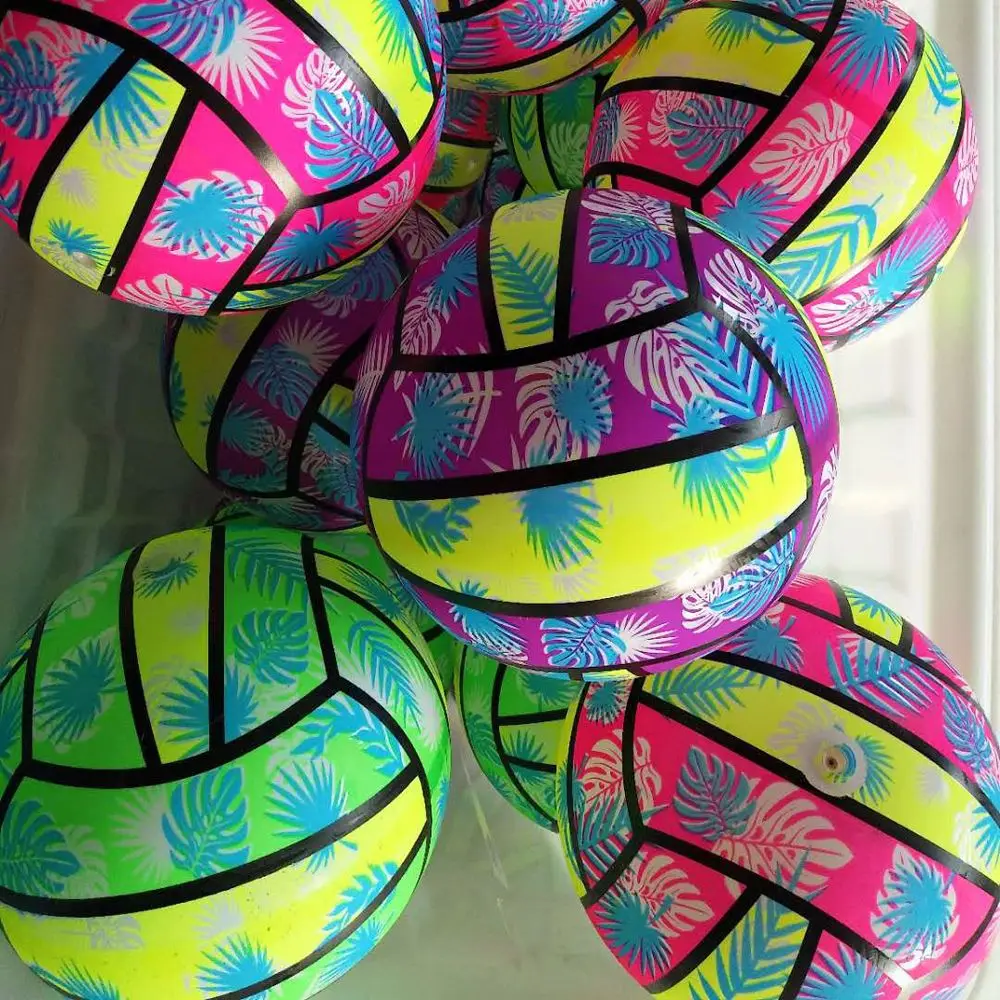 9 inches Random Color Indoor And Outdoor Sports Gifts Children  Toys Beach Ball Rubber Inflatable Rainbow Volleyball