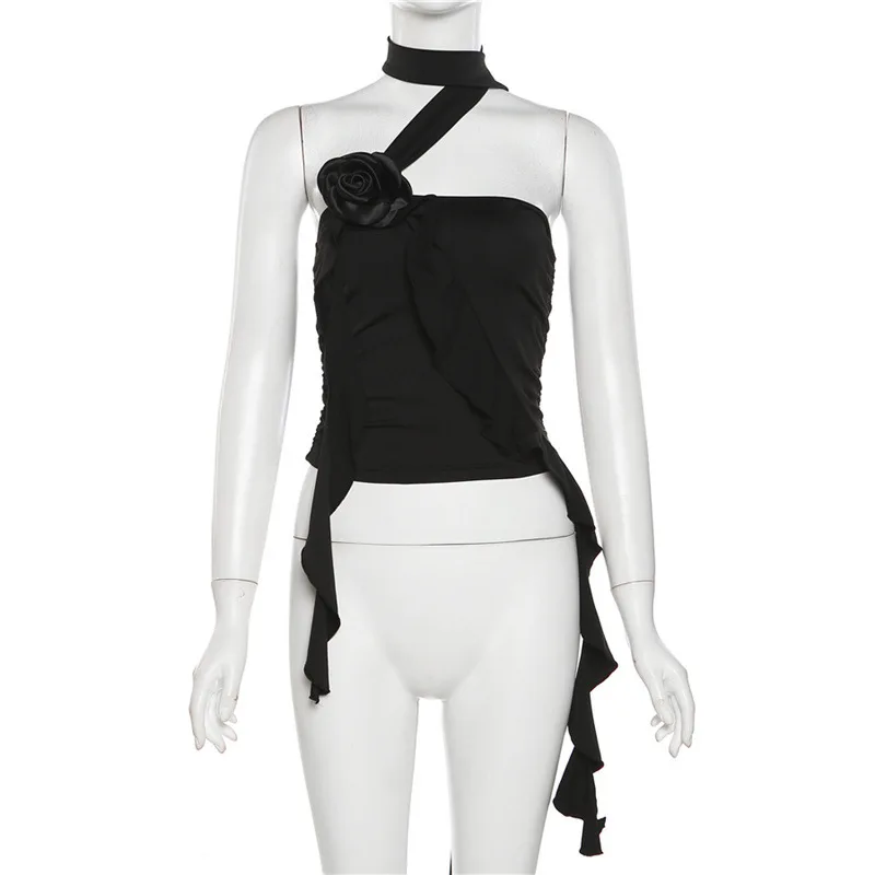 

Wind 2023 Spring Fashion Trendy Women's New One Shoulder Slim Fit Ear Edge Exposed Umbilical Versatile Small Tank Top