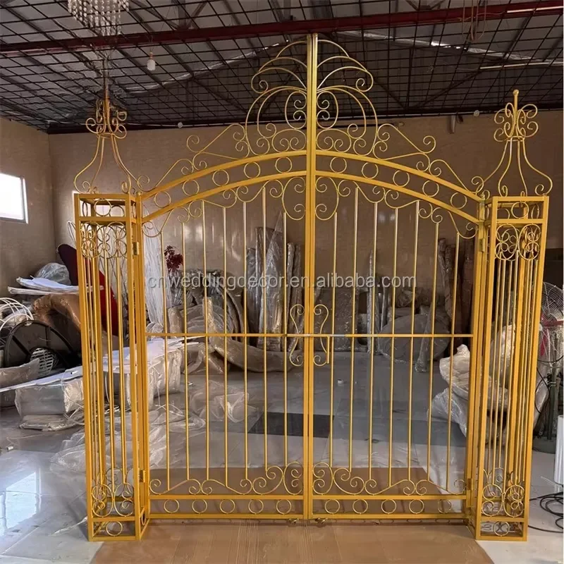SMOOTH Garden Party Opening Door Wedding Metal Backdrop Arch Gold Gate Shape Metal Frame Backdrop Stand