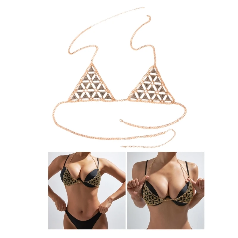 Bohemian Body Chain Halters Triangles Bkinis Chain Chest Chain Bras Nightclub Body Accessorys Jewelry for Women Gifts