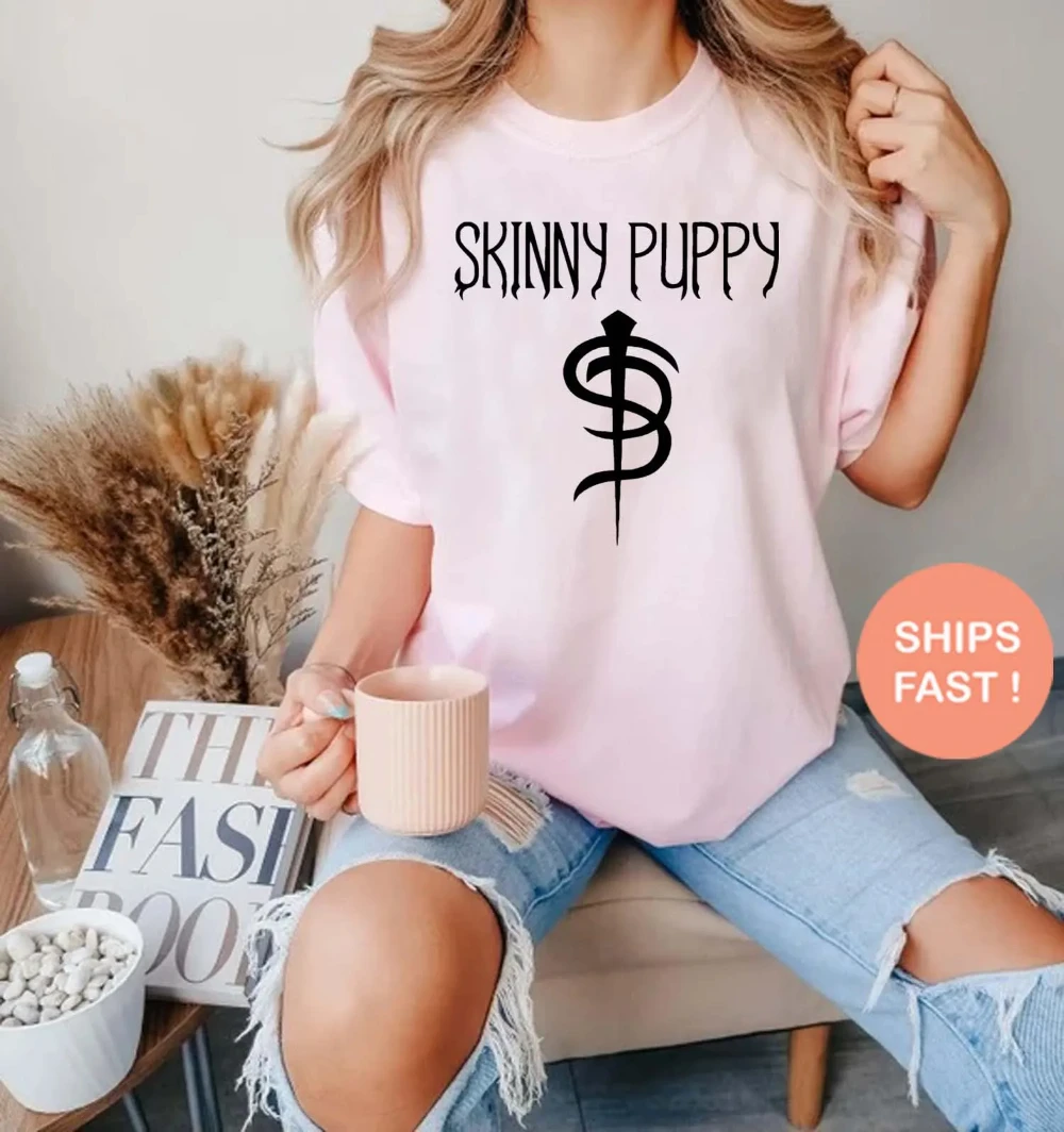 T-shirt Rétro Slimming Puppy Band, T-shirt Style Gothique Industriel, T-shirt Groupe de Musique Noise, Cadeau pour Amateurs de Musique, T-shirt Unisexe