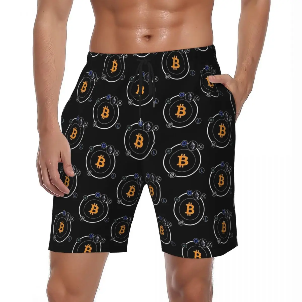 

Bitcoin Cryptocurrency Board Shorts Summer Bitcoin BTC Running Board Short Pants Men Quick Drying Vintage Oversize Beach Trunks