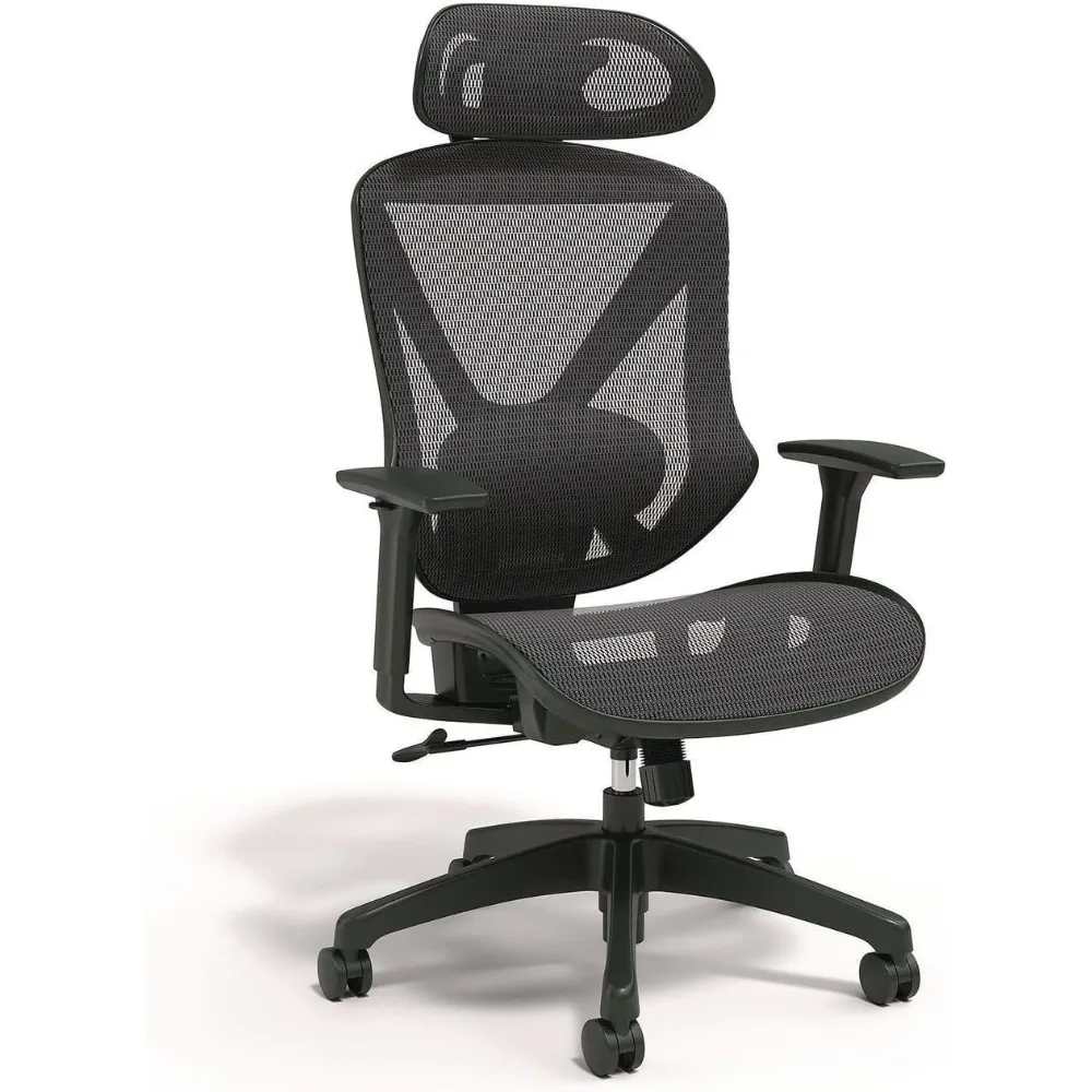 

Alera Taunton Ergonomic Mesh Swivel Office Task Chair, Adjustable Seat, Arms, Headrest, Supports Up to 275 lb, Black