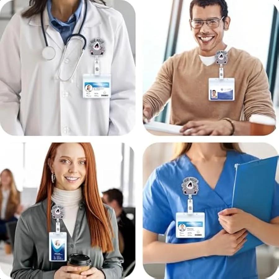 AUR Naur مضحك شارة بكرة لطيف بوسوم RN شارة الأصدقاء Peds ID اسم العمل شارة حامل مع ملحقات كليب قابل للسحب ل LPN