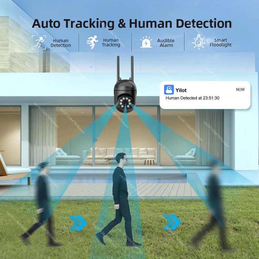 Imagem -05 - Câmera de Vigilância de Segurança sem Fio Ptz Wifi ip Exterior Zoom 4x Rastreamento Humano ai Áudio Bidirecional Câmera Noturna hd