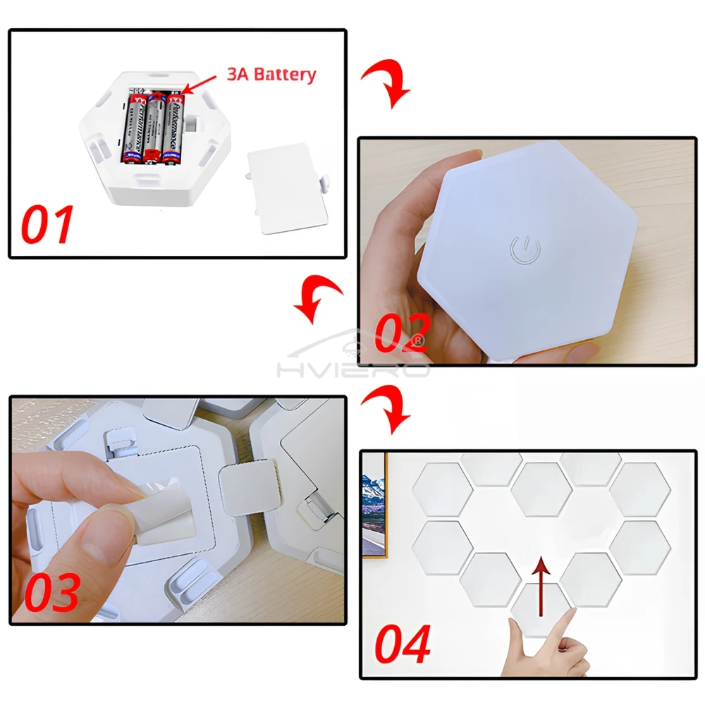 Imagem -05 - Lâmpada de Parede Rgb Sala Led Quantum Hexágono Luz Sensor Toque Favo Mel Colorido Controle Modular Noite Decoração para Quarto Interior