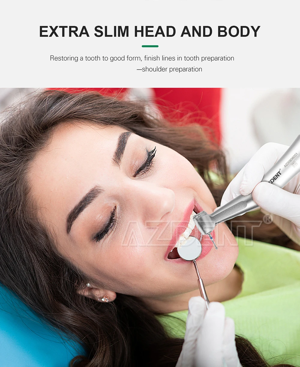 AZDENT Dental 1:1 Kontra-Winkelstück mit niedriger Drehzahl, passend für FG/CA 1,6/2,35 mm Bohrer, Druckknopf, externer Spray, Zahnmedizinisches Instrument – Detail 7