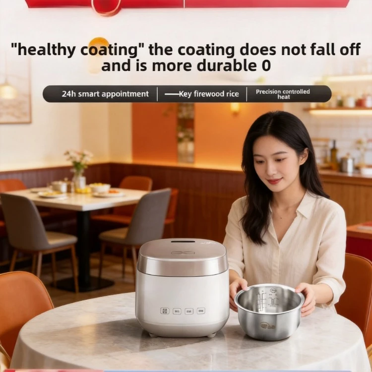 2L Mini Rice Cooker 0 Coating 316L Stainless Steel Inner Liner Multifunctional Household Pot for 1 to 4 People