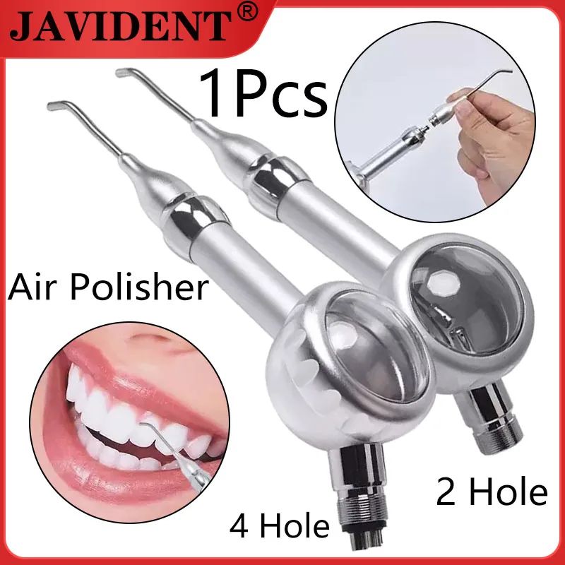 1Pca Dental Air Polisher with 2/4 Holes Metal Air Polishing Handpiece Airflow Teeth Whitening & Cleaning Oral Instrument Tool