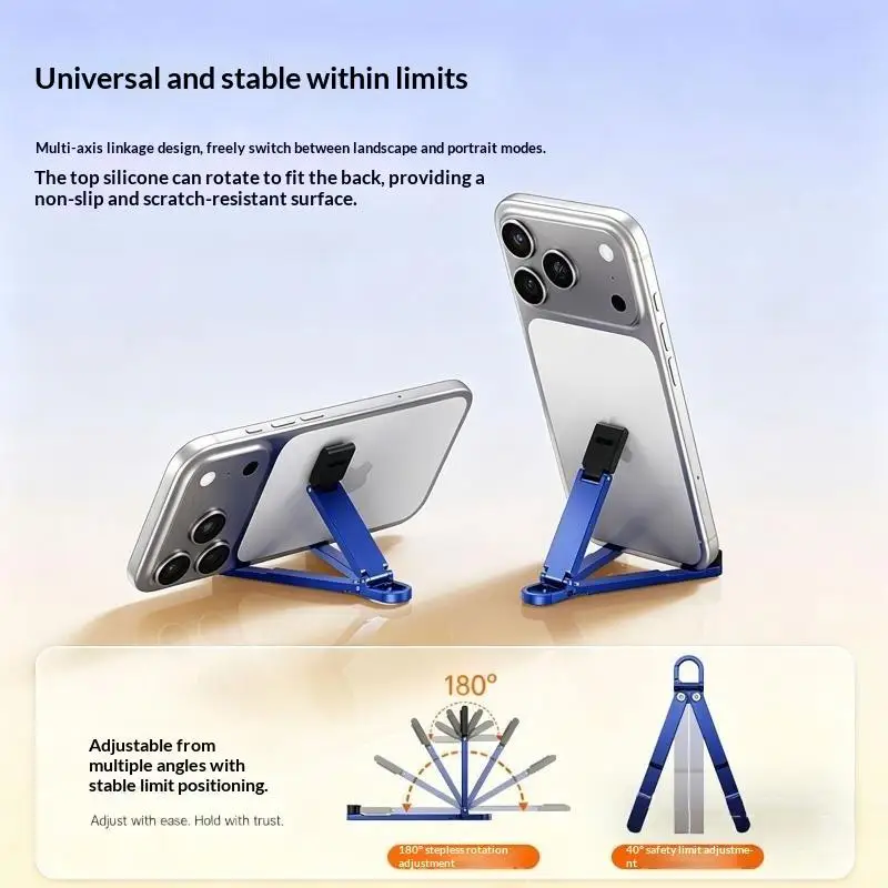 Foldable Mini Keychain Phone Stand Multi Angle Adjustable Hands Free Holder For Desk Travel Mobile Phone Support Supply view 4