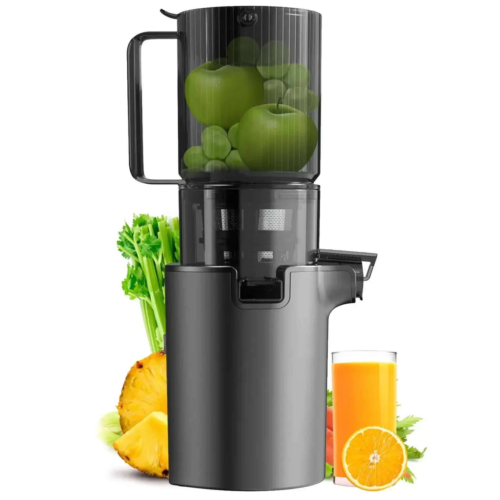 Masticating Juicer Machines, 4.1-inch(104MM) Slow Cold Press Juicer with Extra Wide Feed Chute, Pure Juicer Machine for Vegetabl