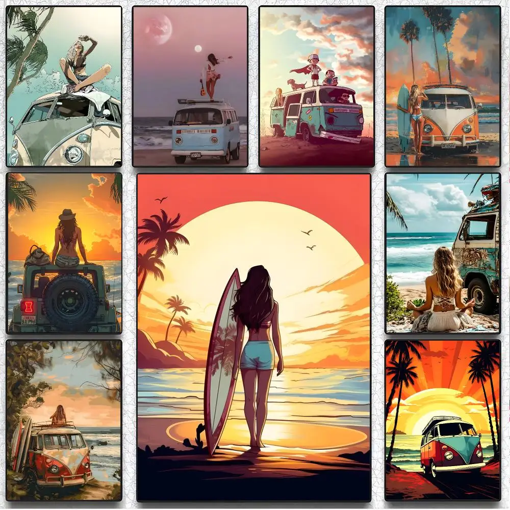 Art Concept Art Combi Van Poster Art Wall Decor, Indoor Outdoor for Collectors