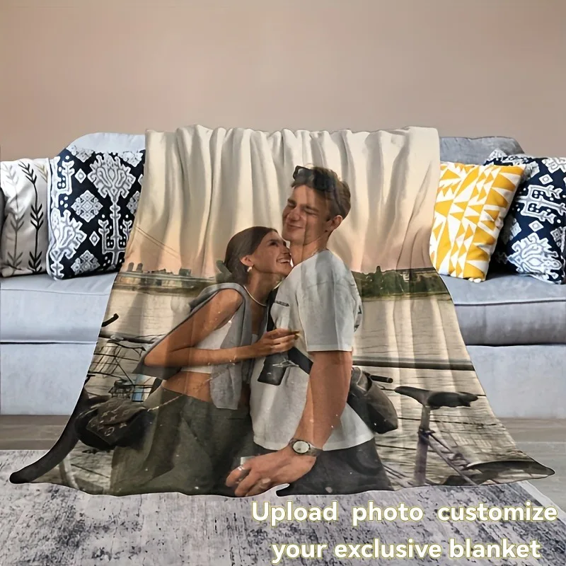 1Pc Photo Customizable Blanket for Couples, Personalized Gift Suitable for All Seasons. Home, RV, Office, Birthday Gifts